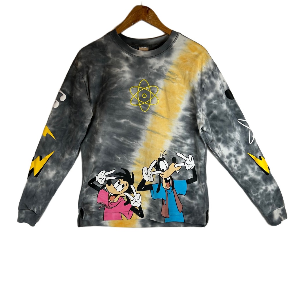 Disney A Goofy Movie Powerline Tie Dye Long Sleeve Shirt Max Goofy Gray XS